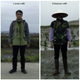 Outfits used to represent a casual person (left) and a local fisher (right). The two photos both show Changzhang Feng, the lead researcher on this study.